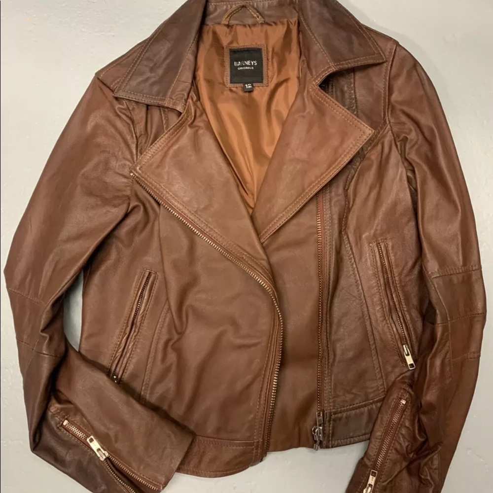 Barney’s Brown Leather Jacket - Size 12